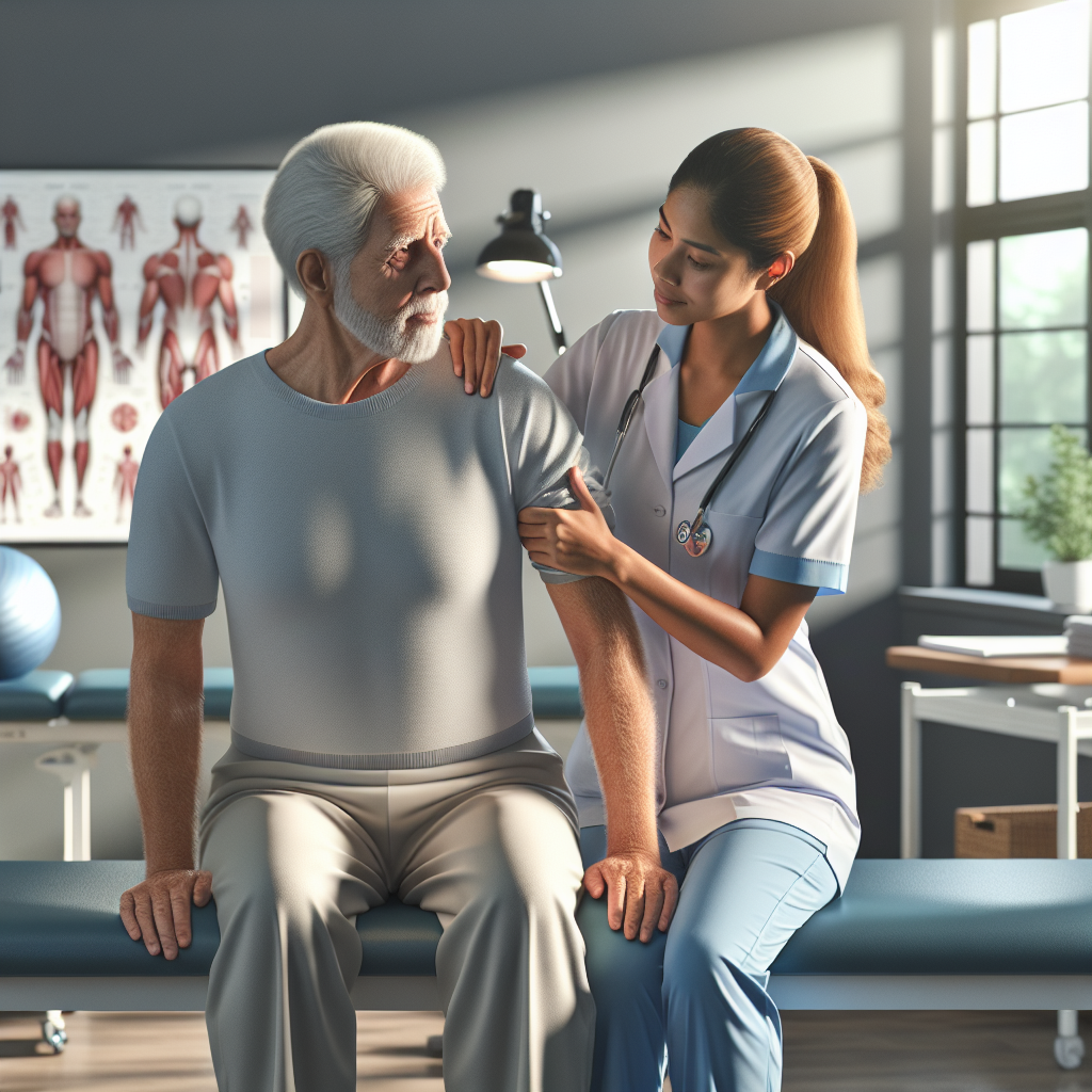 Realistic stock image of elderly receiving physiotherapy